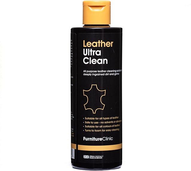 Furniture Clinic Leather Ultra Clean - All-Purpose Leather Cleaner | Car Interior Cleaner and Leather Cleaner for Furniture, Sofas, Shoes, Boots, Bags, Purses | Suitable for all Leather Types and Colours (250ml)