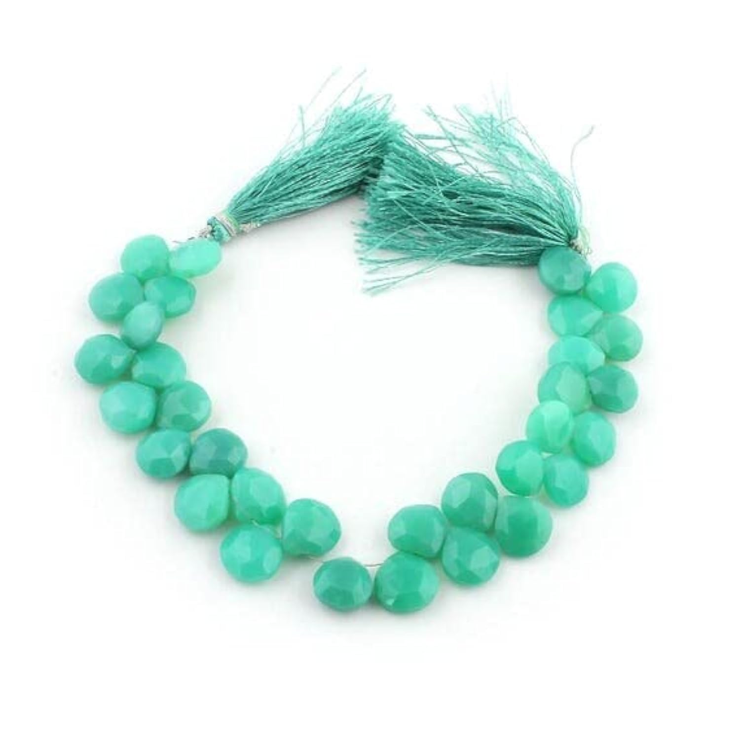 Chrysoprase briolettes coeurs facettés d'exception, fil de 8 pouces SB2139