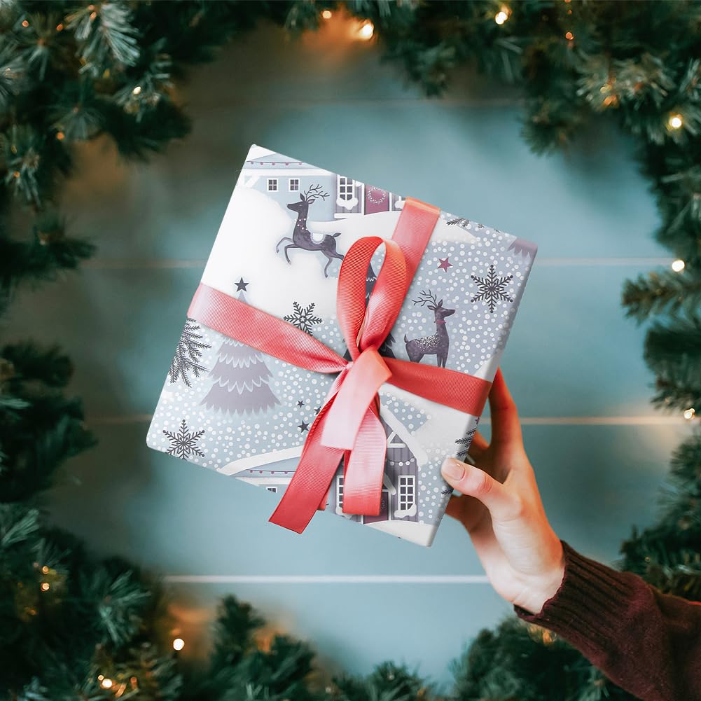 Flyhill Lot De 4 Rouleaux De Papier Cadeau De Noël Avec Quadrillage