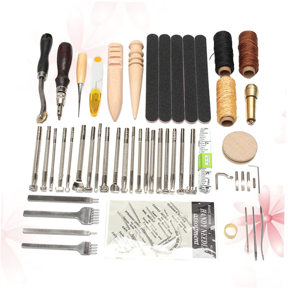 TEHAUX Kit Strumenti per Pelle Fai da Te 59 Pezzi per Cucito Manuale | Plastica e Metallo, per Riparazioni e Cuciture su Pellicce e Materassi, Set per Amanti del Fai da Te