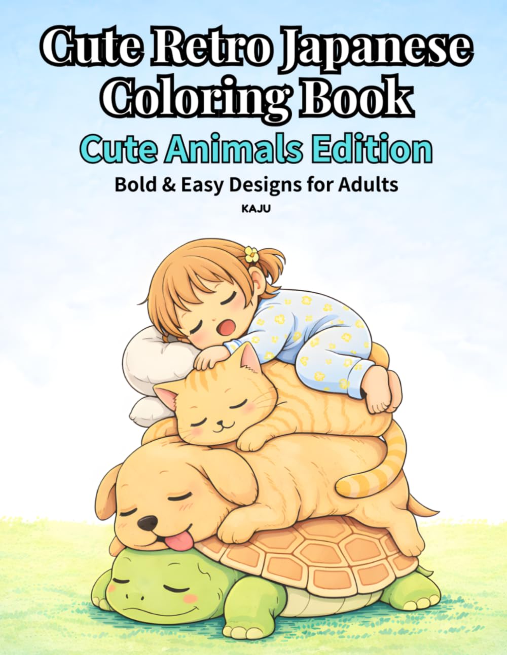 Cute Retro Japanese Coloring Book: Cute Animals Edition: Cute Chibi Animals Coloring Book for Adults, Relaxing Japanese Style, Bold and Easy Designs, Stress Relief, Simple and Cozy Illustrations