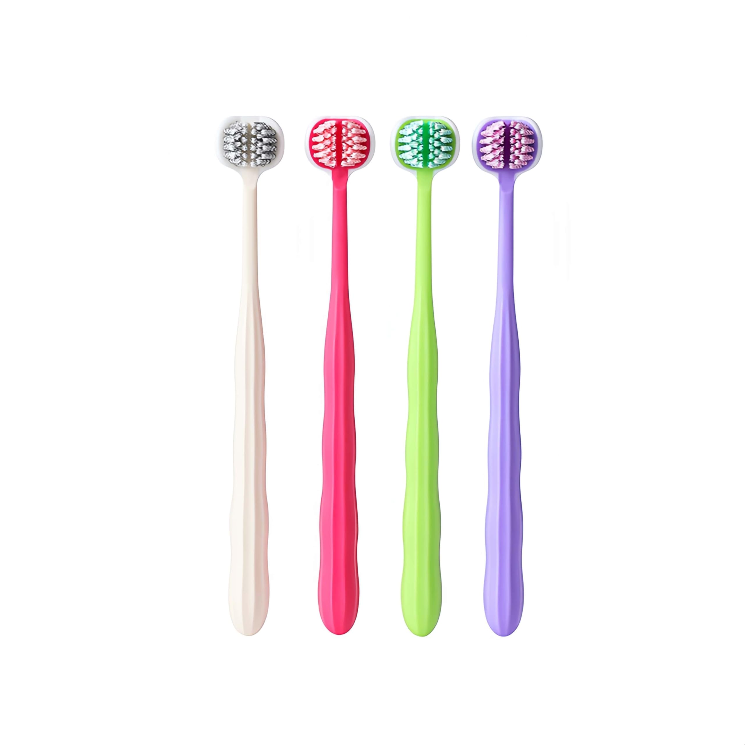 1 spazzolino da denti a tre lati per adulti, con setole morbide, confezione indipendente, con setole a spirale, 3D, stereoscopico, pulizia profonda dei denti orale (viola, 1 pezzo (confezione