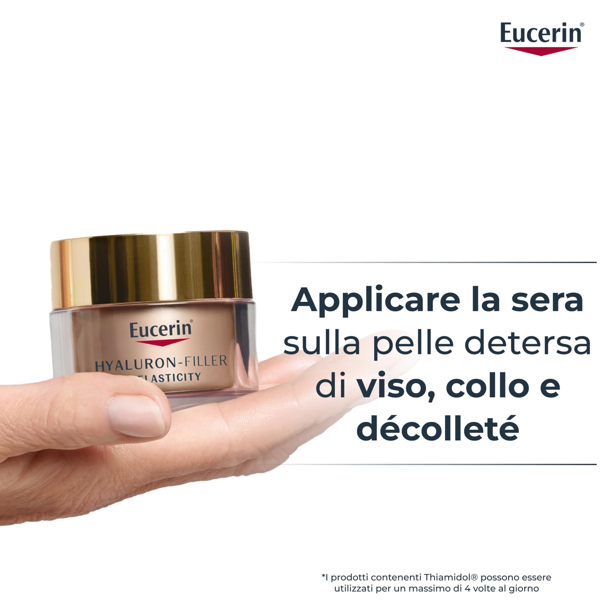 Eucerin Hyaluron-Filler + Elasticity Crema Viso Notte 50 ml, Crema viso antimacchie e antirughe, Formula con Acido Ialuronico elasticizzante e Thiamidol per tutti i tipi di pelle