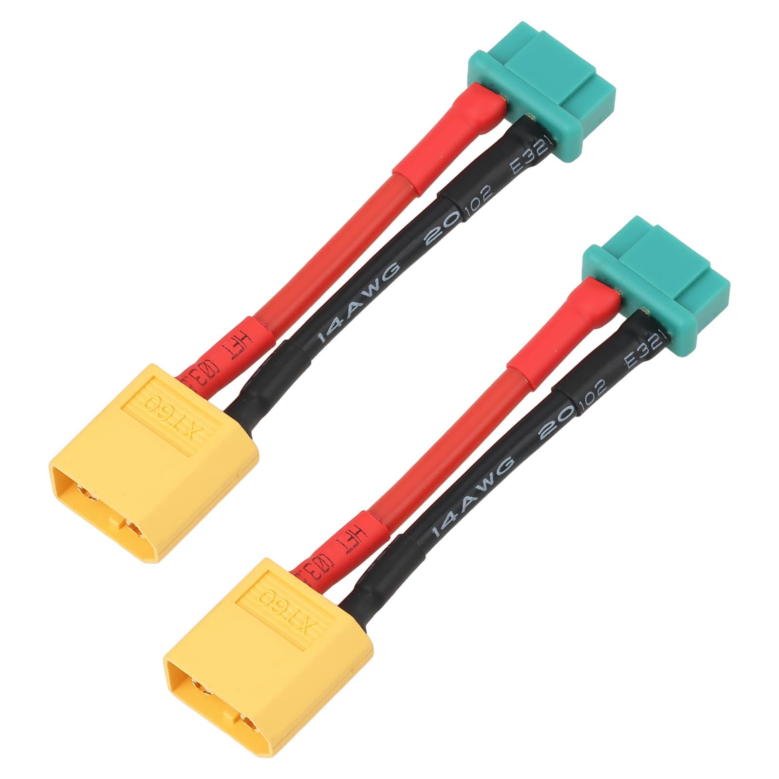 MechPort 2x XT60 Male to MPX Female Adapter Cable 14AWG 5cm for RC Model & Drone Battery Connection