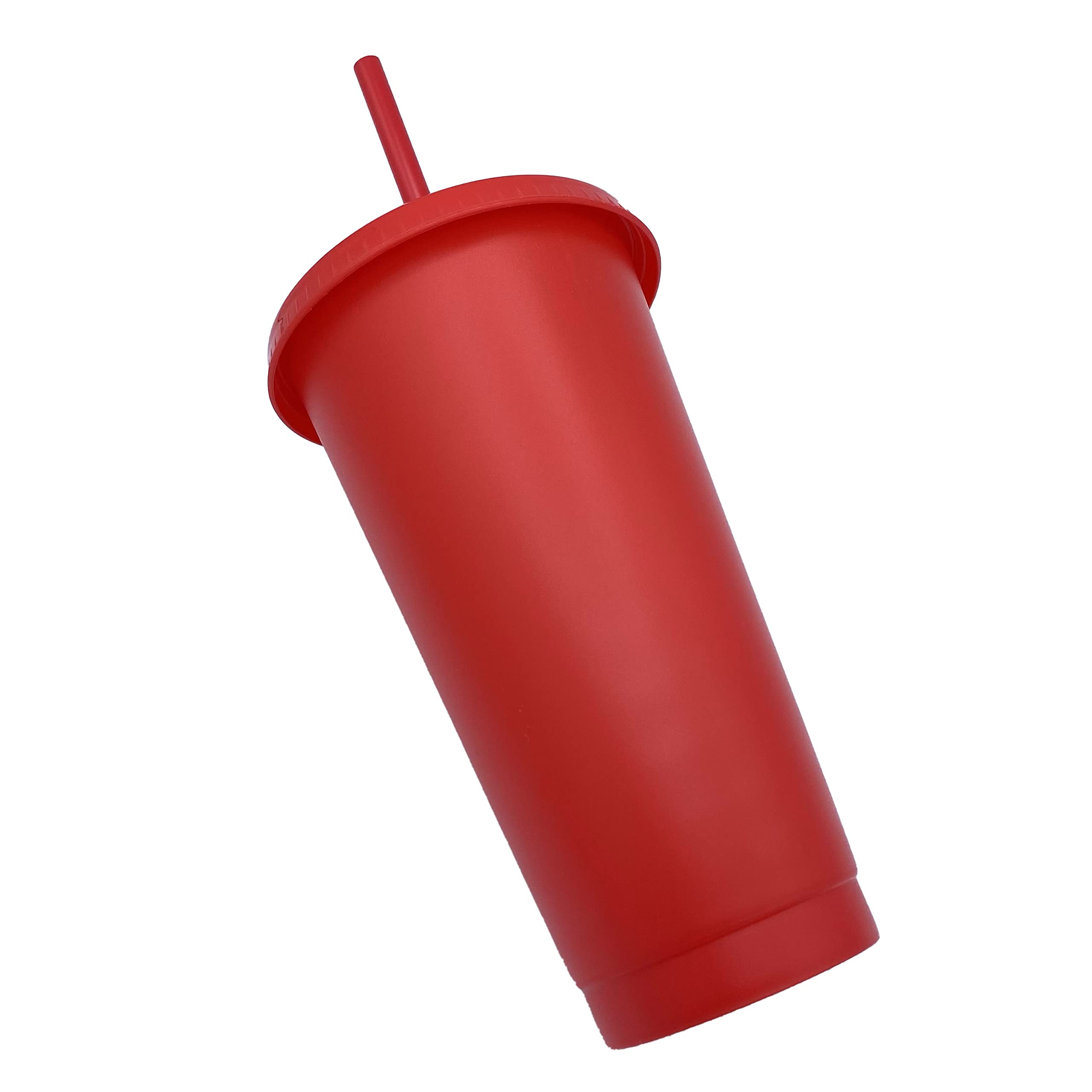 Amazon.com | 24oz Reusable Bold Color Plastic Cold Cup Tumbler with Straw  and Lid 4 Pack (RED): Tumblers & Water Glasses