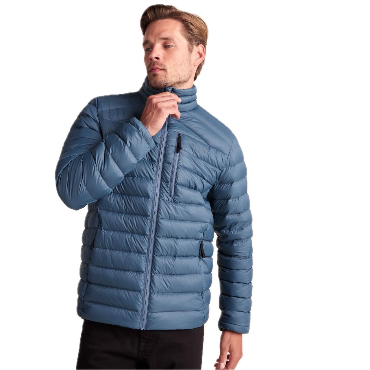 TOG24 North Mens RDS Certified Down Short Jacket Ultra Warm 90% Duck Down Superior Insulation Coat Which Packs Away Conveniently Into Chest Pocket & Doubles Up As Travel Pillow