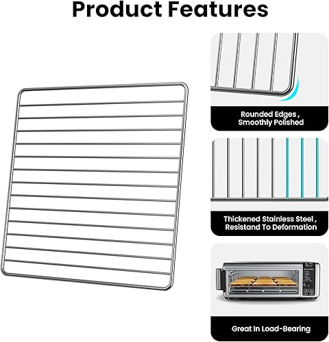 Miniatura 5 de Estante de alambre de 13.4 x 13.4 pulgadas para hornear con Ninja SP101, SP100, SP1001C, SP201 Foodi Air Fry Oven, rejilla de alambre de acero