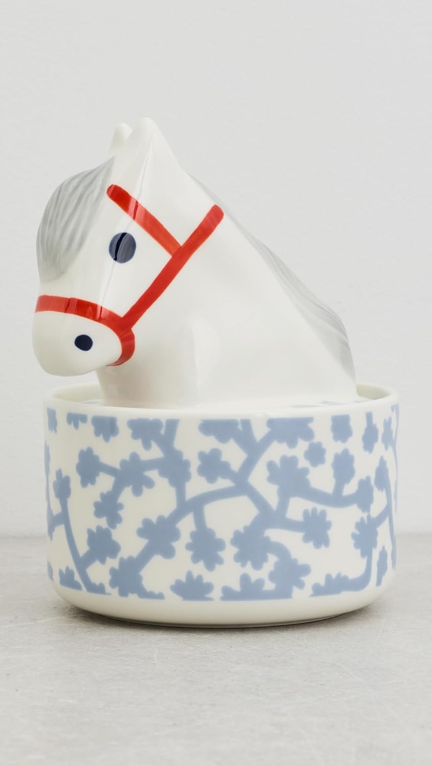 MARIMEKKO Lempiheppa Collectible Jar - Elevate Your Home Décor with Our Iconic White Stoneware - Hand-Painted Ceramic Jar with Decorative Lid to Refine Your Living Space (7" Height x 5.5" Diameter)