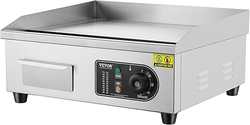 Miniatura 9 de VEVOR Plancha eléctrica comercial, parrilla de encimera de 1700 W, parrilla de acero inoxidable de 18 pulgadas con 2 palas y 2 cepillos para el