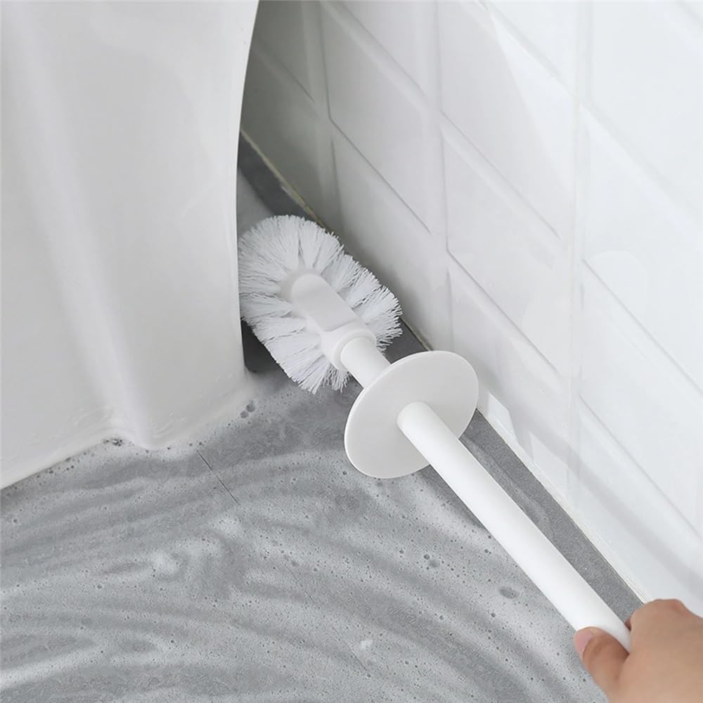 szczotka do toalety Stojąca szczotka toaletowa z podstawą, plastikowa szczotka toaletowa z długim uchwytem, ​​do akcesoriów łazienkowych Wc montowana na ścianie(Gris)