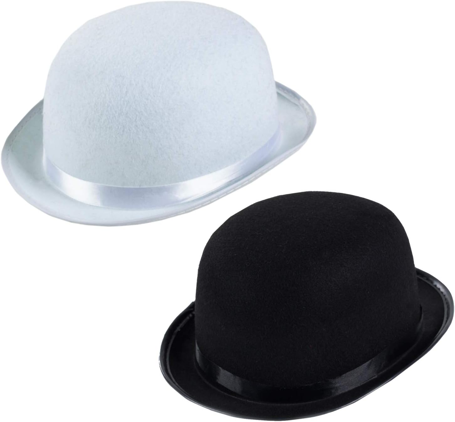 Derby Hats - 2 Pack - Black and White Bombin - Bowler - Roaring 20s Hats