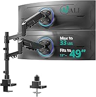 Vista 7 de WALI - Soporte para tres monitores de hasta 32 pulgadas, soporte de escritorio completamente ajustable para 3 monitores con abrazadera y base