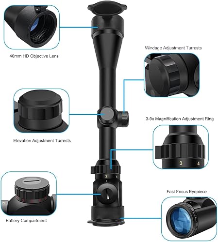 Miniatura 8 de BESTSIGHT Alcance de rifle 4-16X40 para caza iluminación roja y verde alcance de pistola SFP 4-16X con montaje de 0787in para disparos de largo