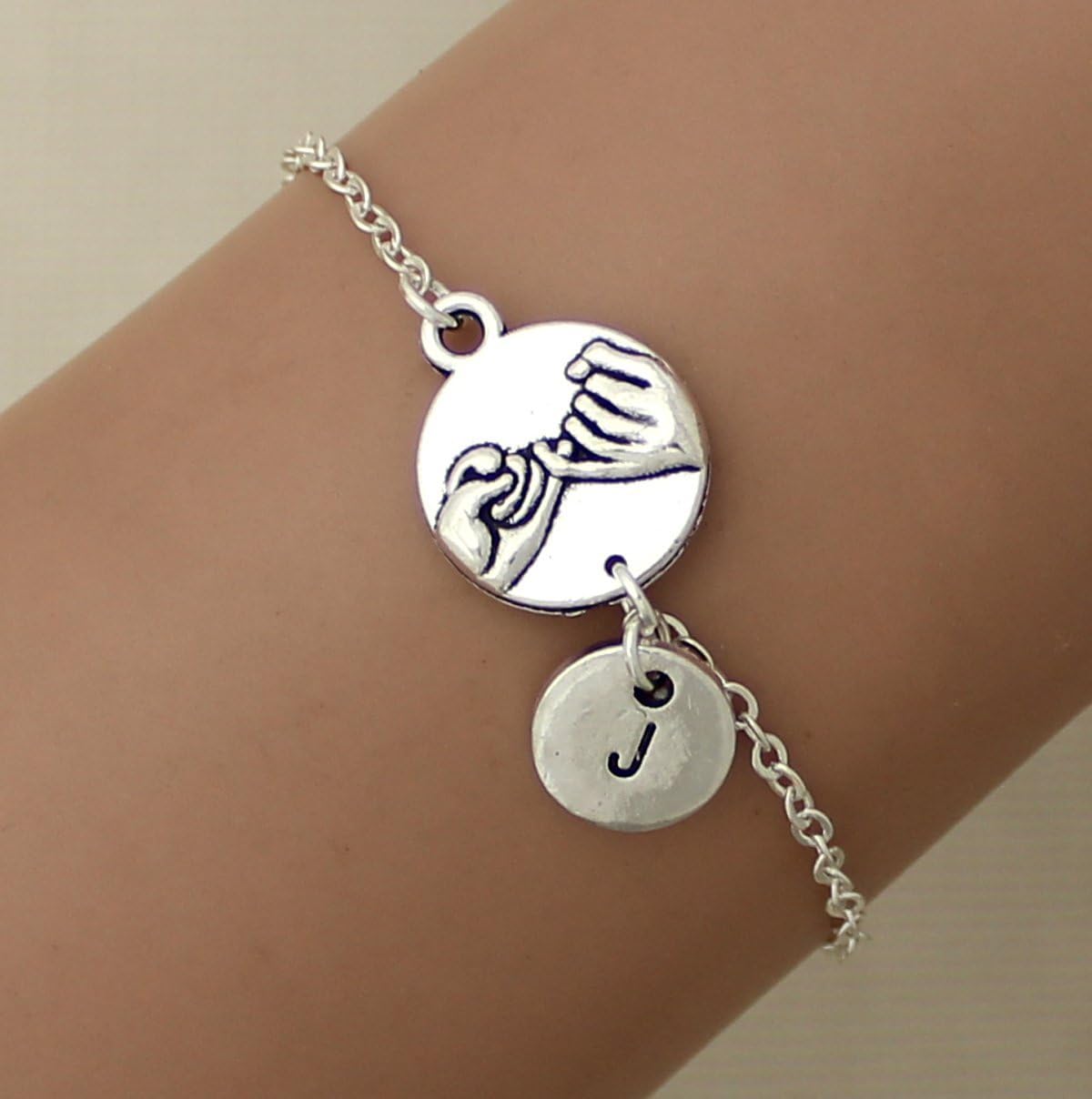 Personalized Initial Bracelet Hand In Hand Heart To Heart Best Friend Bracelet Set Boyfriend GirlFriend Gift Christmas Gifts Couples Gift
