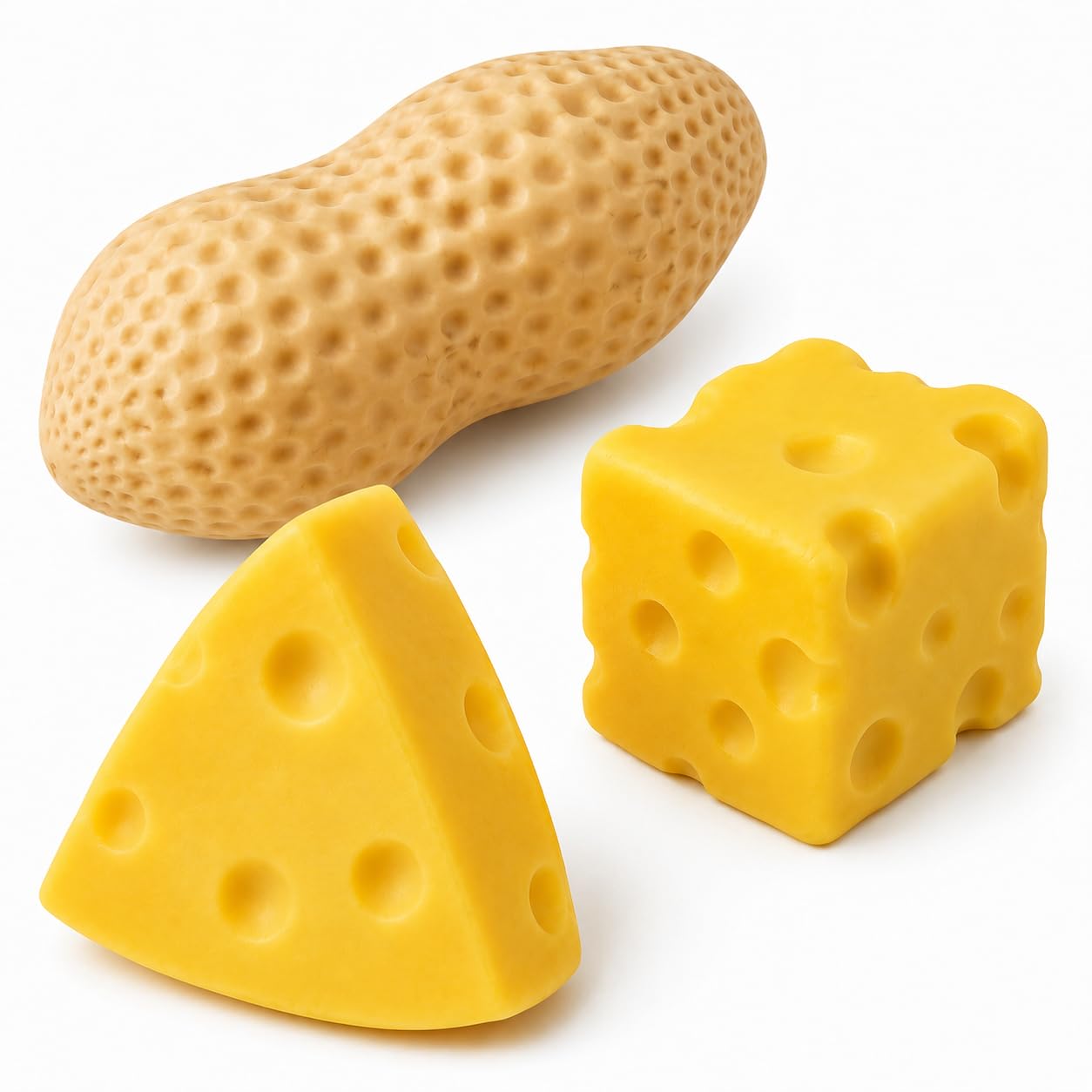 3Pcs Peanut Squishy, Cheese Squishy, Soft Squeeze Items for Desk Use, Beige and Yellow