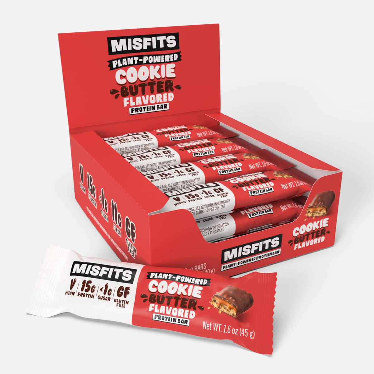 Misfits Vegan Protein Bar, Speculoos, Plant Based Chocolate Protein Bar