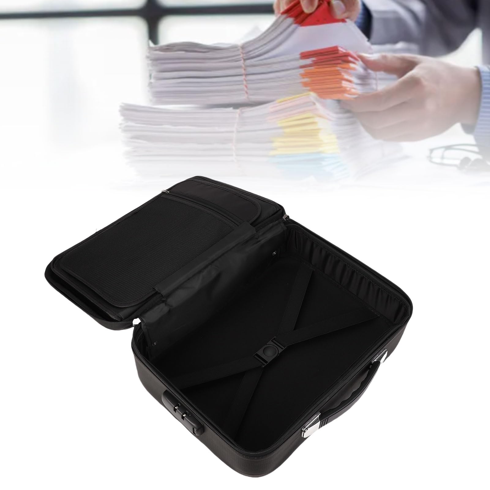 FTVOGUE Contenitore per Documenti Ignifugo, Organizer per Documenti Ignifugo in Fibra di Vetro Rivestito in Silicone con Blocco Password e 6 Tasche USB, Organizer per File Portatile con Guscio