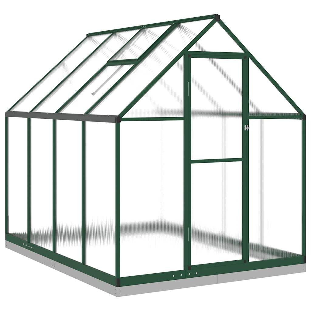 Artikelgewächshaus mit Fundamentrahmen grün 224x169x202cm Aluminium Rasen & Garten Gartenarbeit Gewächshäuser