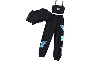 Butterfly Print Outfit Set: Comfortable and Trendy for Girls Ages 14-16