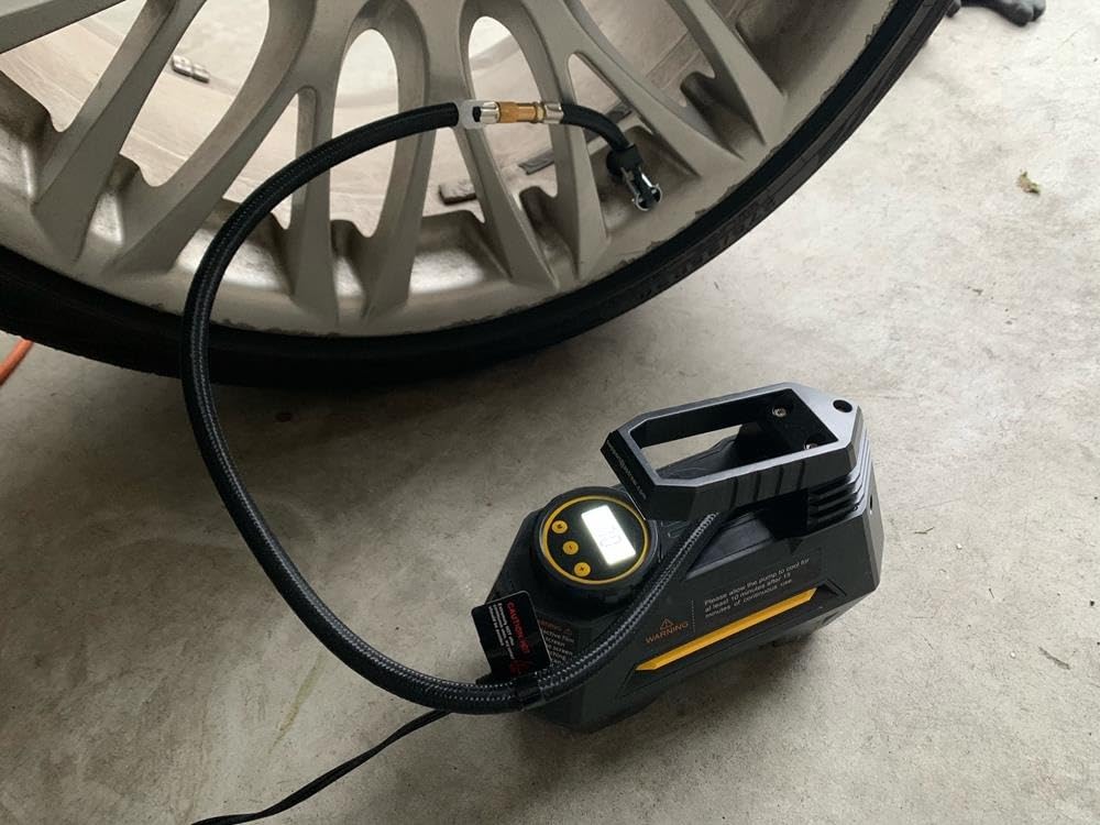 AstroAI Portable Air Compressor 100 PSI, 12V DC,Tire Inflators,Canadian Tire Air Pumps, Yellow