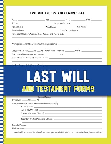 Last Will and Testament Forms: This Form is a Template Worksheet for Creating a Last Will &amp; Testament. It helps Individuals Organize their wishes and Distribute their Assets after their Death