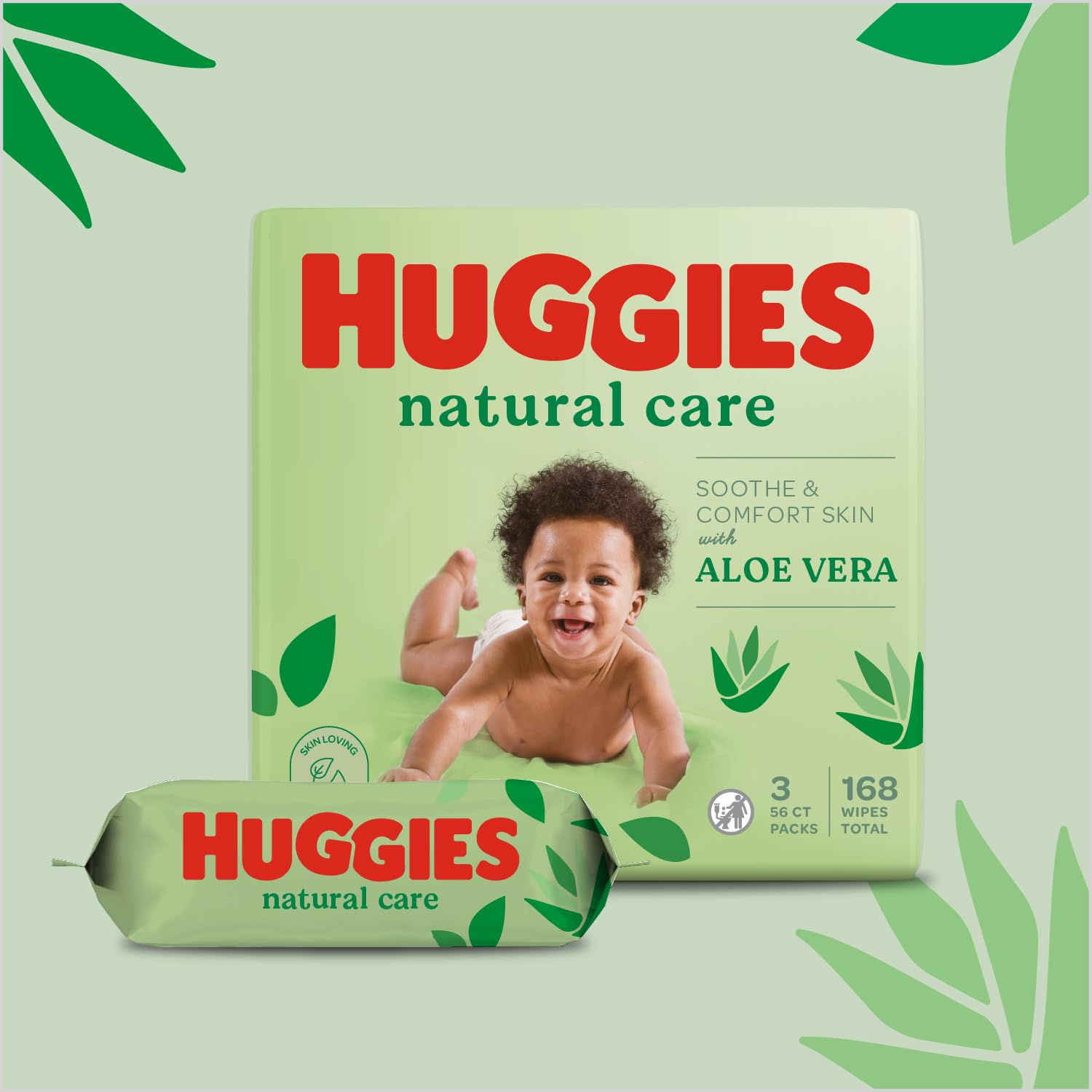 Huggies Natural Care, Salviette neonato, Dermatologicamente testate, con Aloe Vera, 70% fibre assorbenti naturali, 560 Salviette