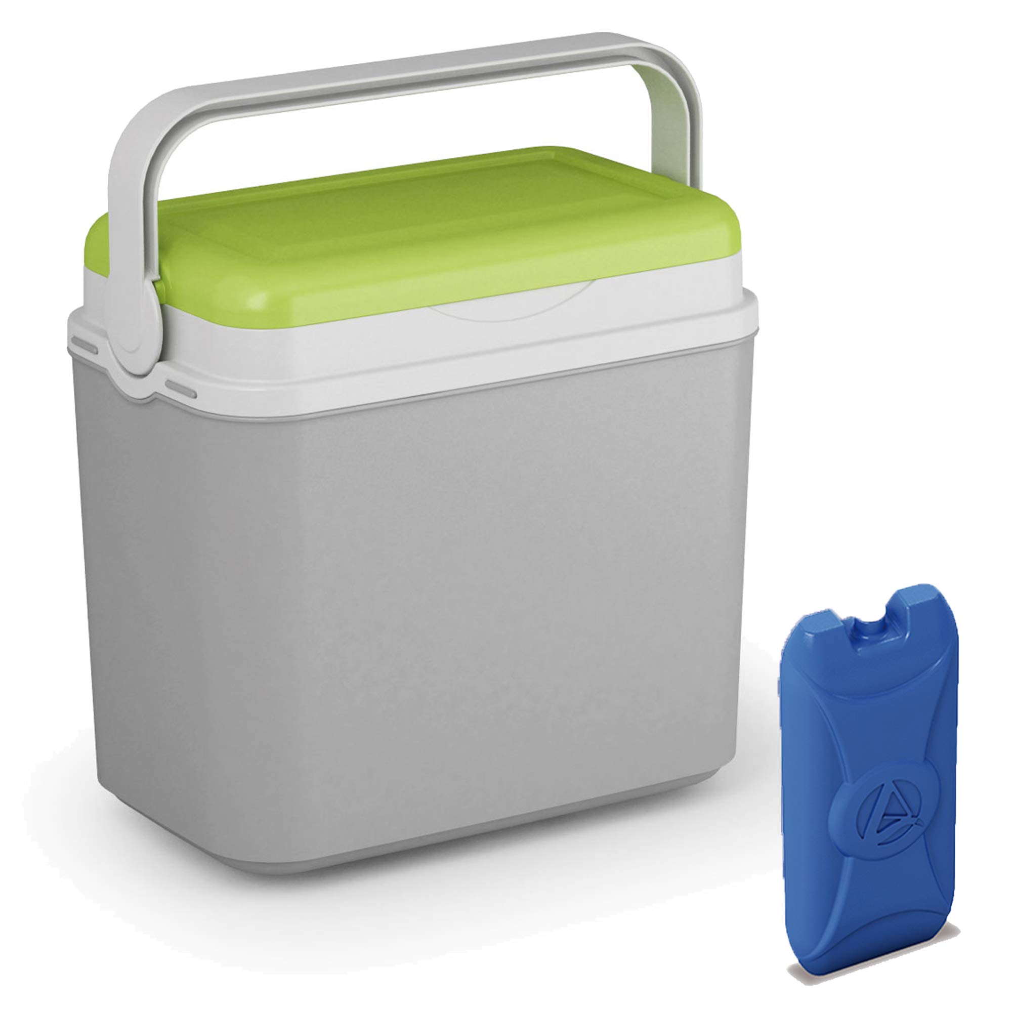 Adriatic 10 Litre Cooler Box Camping Beach Picnic Travel Insulated Coolbox + 1 Ice Pack (Cooler Box + 1 Ice Pack, Green/Grey)