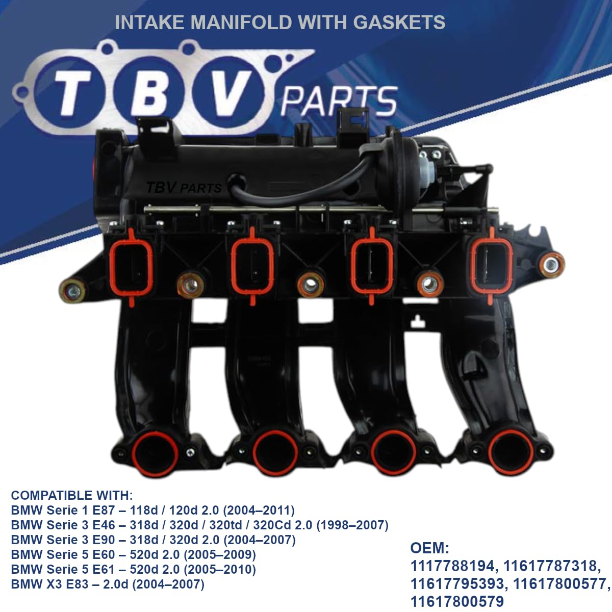 Módulo Colector de Admisión con Juego de Juntas Compatible 11617800577 7800577 1117788194 11617787318 11617795393 11617800579 Para Serie 1 E87 Serie 3 E46 E90 Serie 5 E60 E61 X3 E83 2.0d