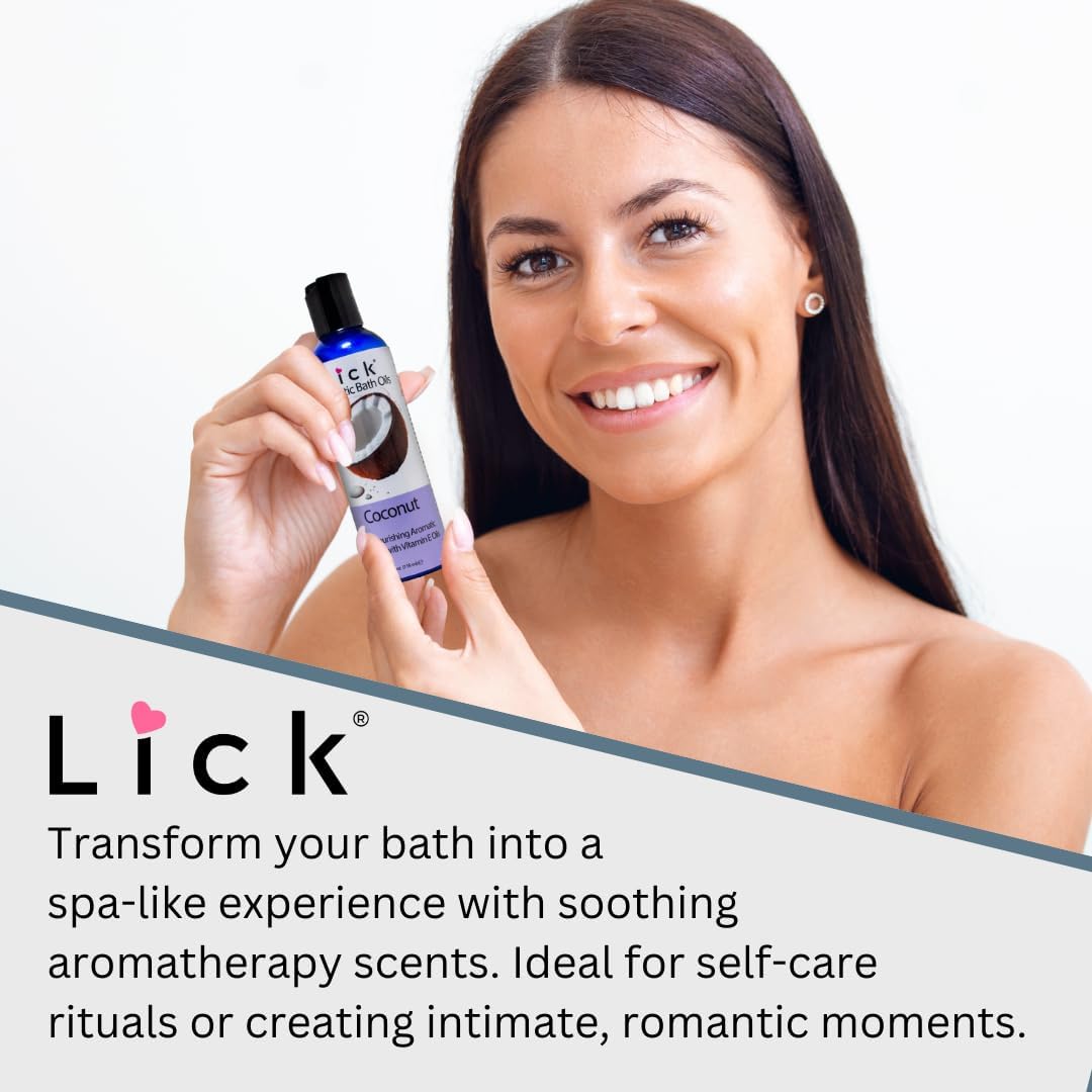 Lick Coconut Aromatic Bath Oil - Tropical Aromas Set - Soothing Bath Soak Oils, 4 oz - Image 6