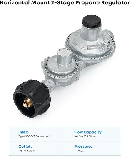 Vista 10 de Stanbroil Regulador de propano vertical de dos etapas con salida NPT hembra de 3/8 pulgadas y entrada NPT hembra de 1/4 pulgadas para tanque