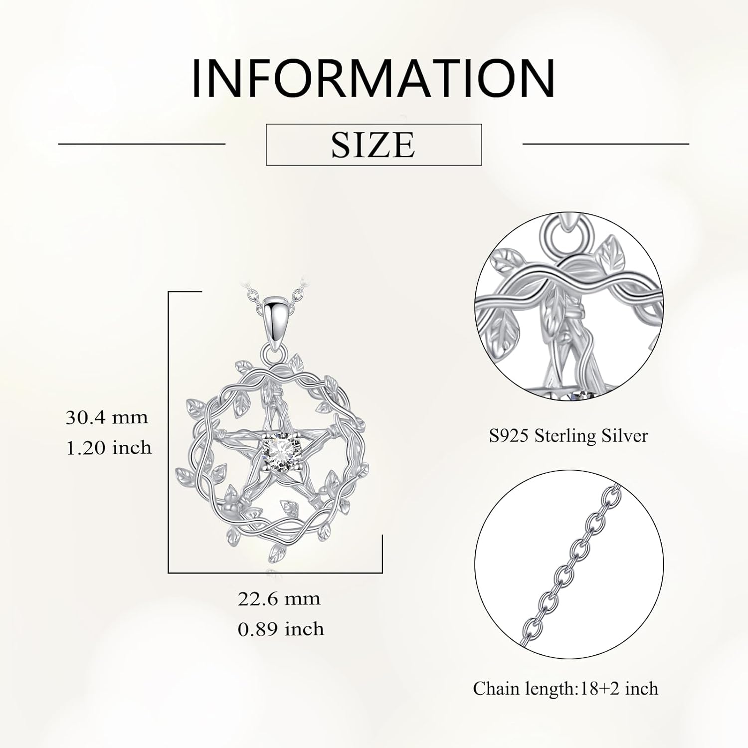 Pentagram Necklace Sterling Silver Pentagram Pendant Star Jewelry Gifts for Women Men - Image 3