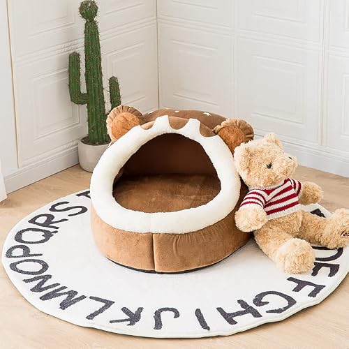 Winter Dog Bed Self-Warming Puppy House Cozy Cat Sleeping Tent Cave Beds Indoor Kitten Nest Kennel Hut for Small Medium Dog Cats