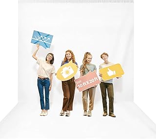 Julius Studio 10 ft. x 20 ft. Large Heavy Duty White Backdrop, Pure White Seamless Background Fabric Screen Muslin for Photo Video Chromakey, JSAG198