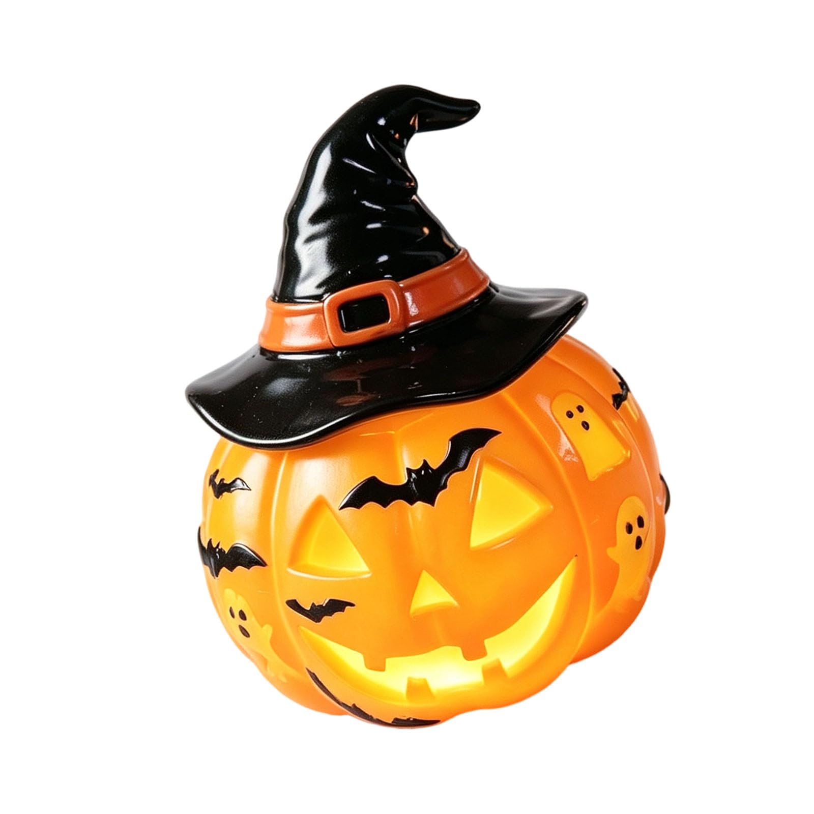 Pangboer Multicolor Halloween Pumpkin Table Lamp, Usb Powered Resin Decor Light, Warm Glow For Mantels, Shelves, Party Display Areas Centerpiece Resin Holiday Display Lamp Witch Hat Figurine