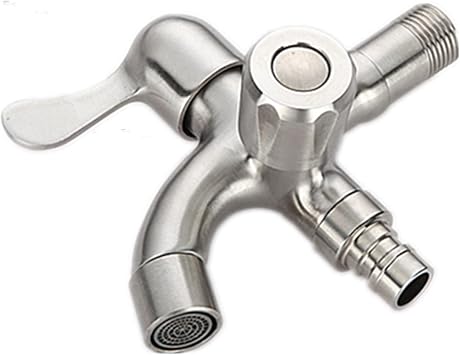 Outside Faucet Washing Machine Faucet Double Double tap Faucet Stainless Steel Washing Machine Faucet Double use for Sink,Brushed A Color Brushed A