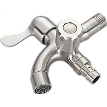 Outside Faucet Washing Machine Faucet Double Double tap Faucet Stainless Steel Washing Machine Faucet Double use for Sink,Brushed A Color Brushed A