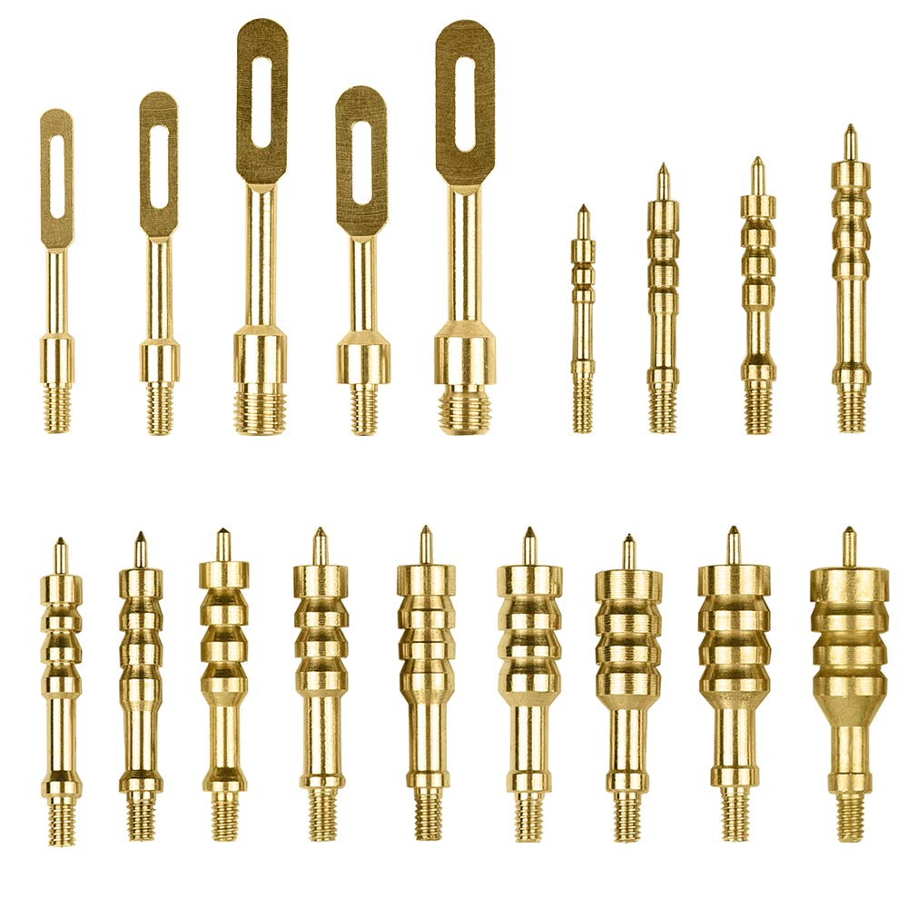iunio Solid Brass Gun Cleaning Jag Set, Gun Cleaning Jag for Rifle Cleaning and Maintenance Solid Brass Slotted Tip with Storage Case