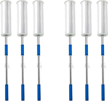 6-Pack Heavy Duty Stretch Film Dispenser Pole Holder - 48 Inch Extra Long Handle for Pallet Wrapping - Fits 12" to 24" Rolls with 2" to 3" Core - Industrial Grade Stretch Wrap