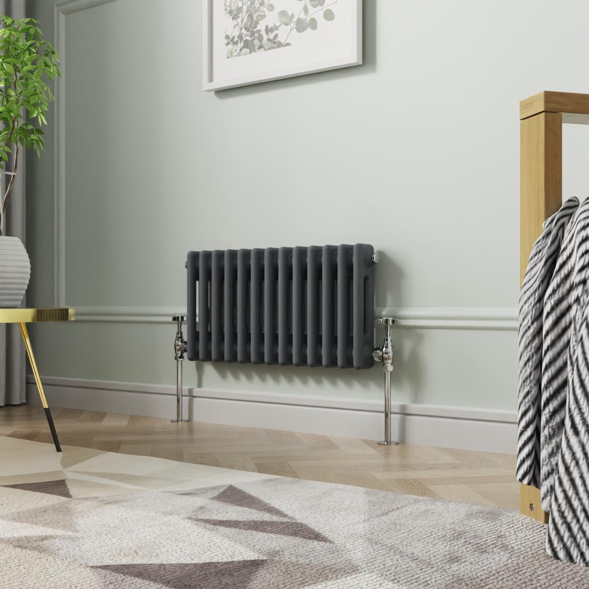 NRG 300 x 605mm Traditional Anthracite Horizontal Cast Iron Style Radiator Double Panel — image 1
