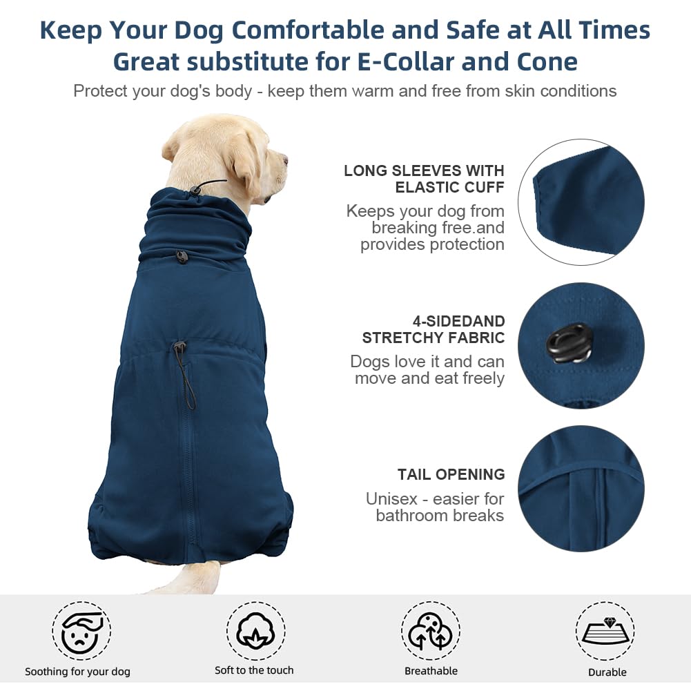 Pigiama per cani di taglia grande, elasticizzato extra large, adatto per adulti, cani di taglia media, tuta per animali domestici a quattro zampe, abbigliamento per animali domestici (blu, 6XL)