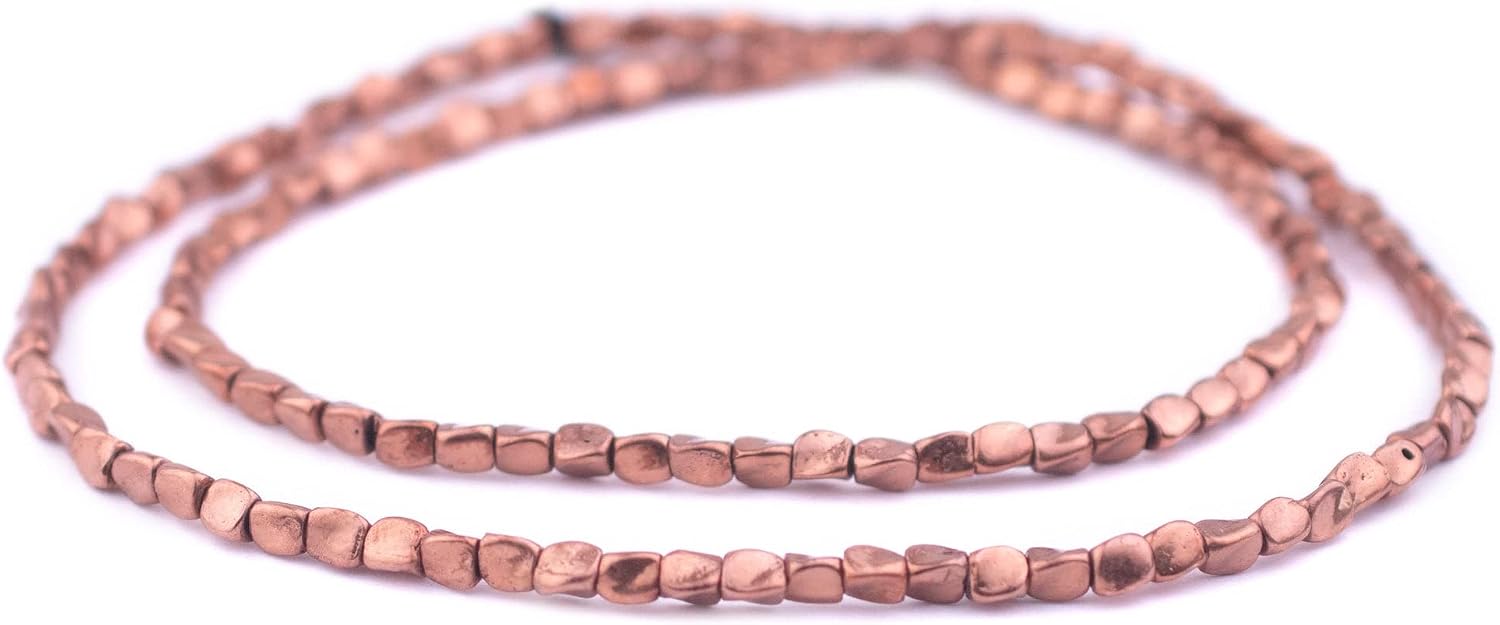 The Bead Chest Copper Twisted Nugget Beads, Full Strand of Quality Metal Spacers for DIY Jewelry Design