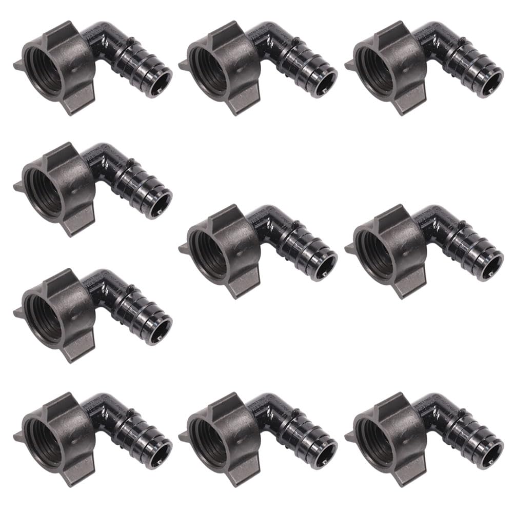 Paquete de 10 adaptadores Pex A de expansión de 1/2 x 1/2 pulgada hembra NPT de codo giratorio de 90 grados de polietileno PPSU para tuberías/tubos PEX-A, ASTM F1960 (10 unidades de 1/2