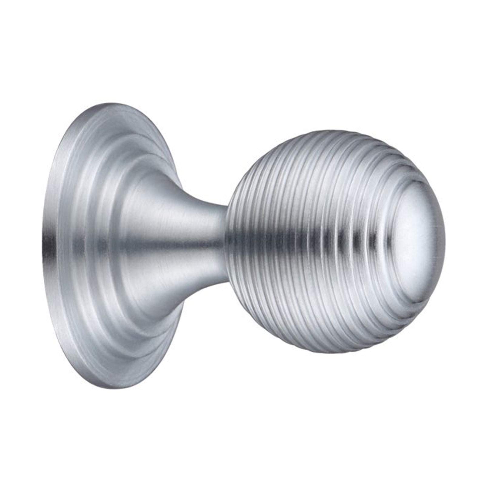 Zoo Chrome,Rose Queen Anne Ringed Knob - 32Mm Rose Dia - Satin Chrome