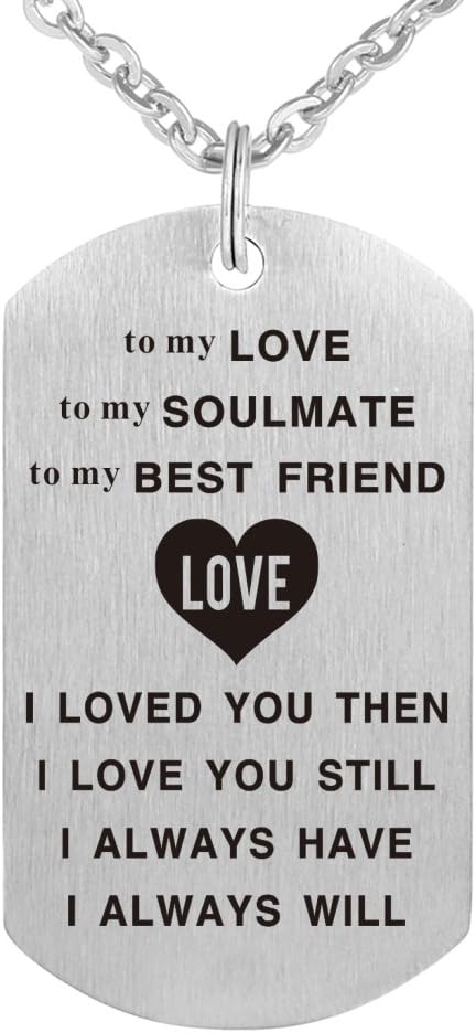To My Love of My Life Best Friend and Soulmate Happy Birthday Dog Tag Necklace Jewelry Keychain Charm Gift