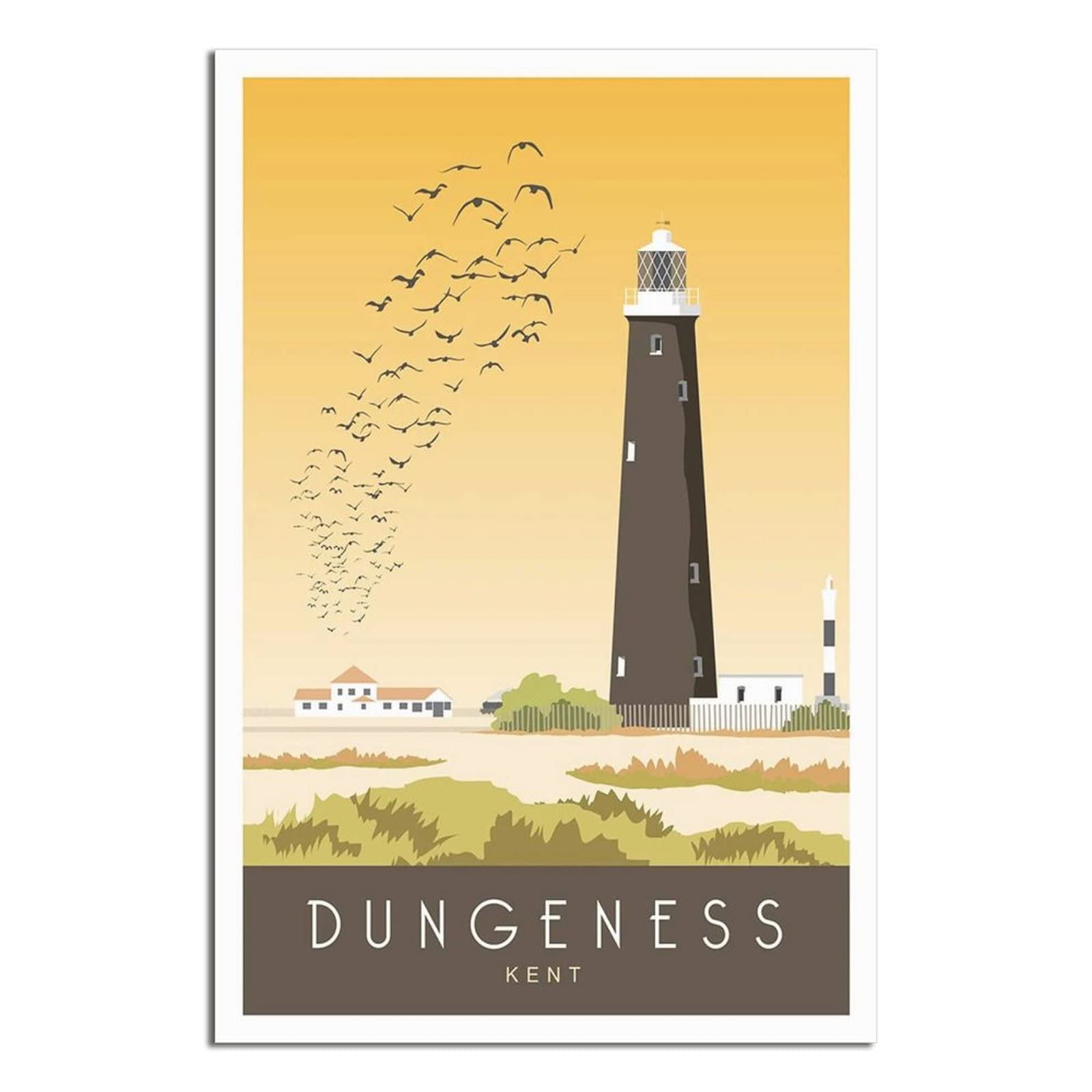 UEJD Vintage Kent Dungeness Lighthouse Travel Poster Decorative Posters Modern Bedroom Canvas Art Poster Picture Painting Posters Wall Decor Art Gift