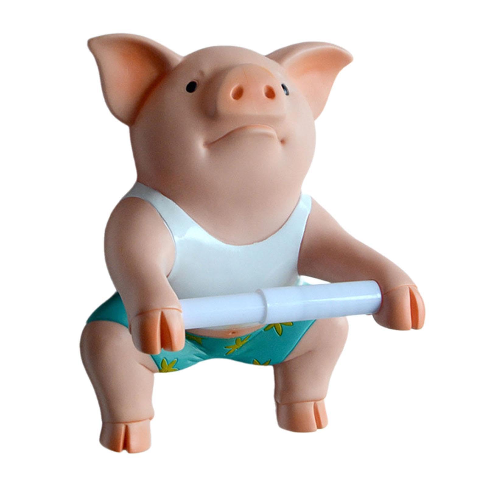Qixcxaz Charming Wall Sculpture Funny Toilet Paper Holder Cute Pig Wall Mounted Towel Rack For Creative Bathroom Decor Cute Toilet Roll Holder Animal Figurine