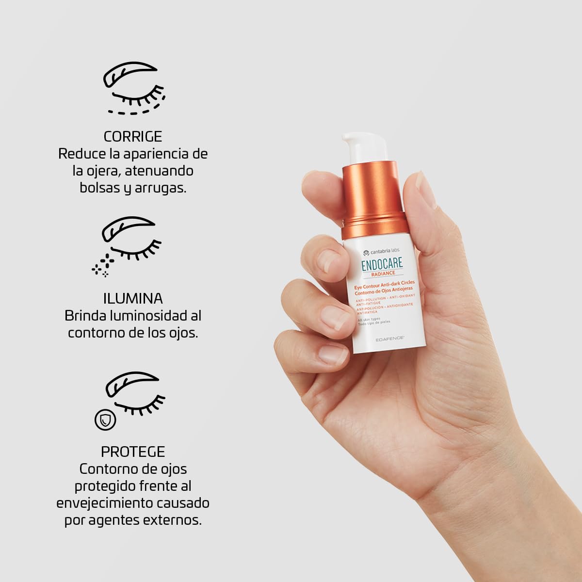 Cantabria Labs - Endocare Radiance Contorno de Ojos Antiojeras - 15 ml - Tratamiento Antiedad que reduce ojeras, bolsas y arrugas