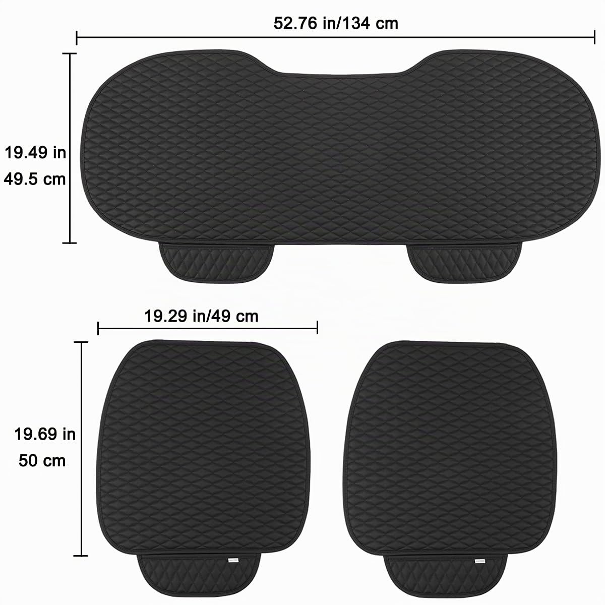 GIANT PANDA Fundas para asientos de coche en piel PU, con 1 par de alfombrillas delanteras para el conductor y 1 funda para el asiento trasero, universales, adecuadas para el 90% de los vehículos