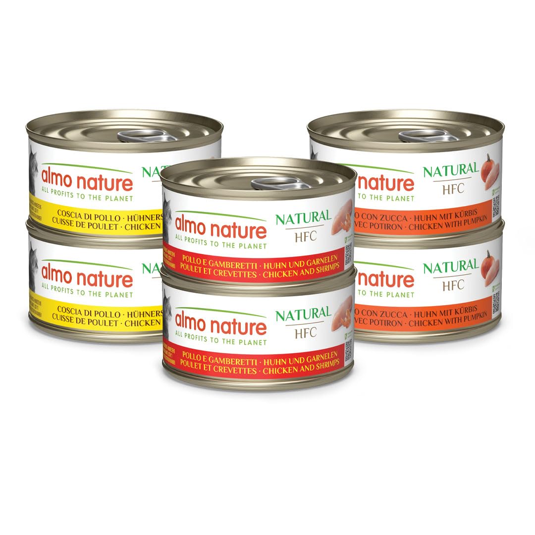 Almo Nature HFC Natural - Wet Cat Food - Assorted Chicken Recipes - Human Grade, Gluten Free - 70g, Pack of 6 โ image 1