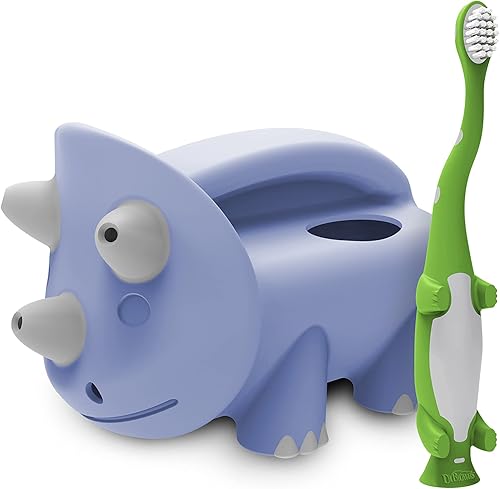 Dr Browns Cepillo de dientes para bebés y niños pequeños dinosaurio verde 1 unidad de 1 a 4 años y regadera de limpieza para verter y rugir juguete